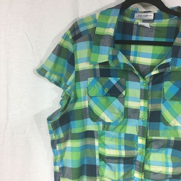 Jamie Nicole Collection size 24 back embellished green blue short sleev… - Picture 2 of 7